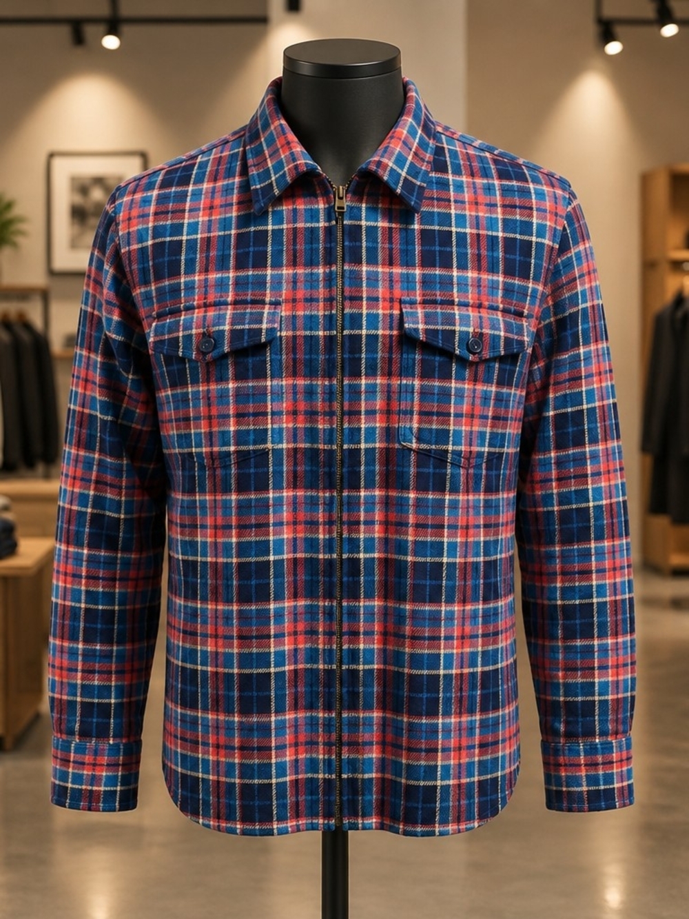 J. Crew Wallace & Barnes Blue Zip Overshirt size L